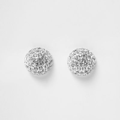 Silver tone stud earrings